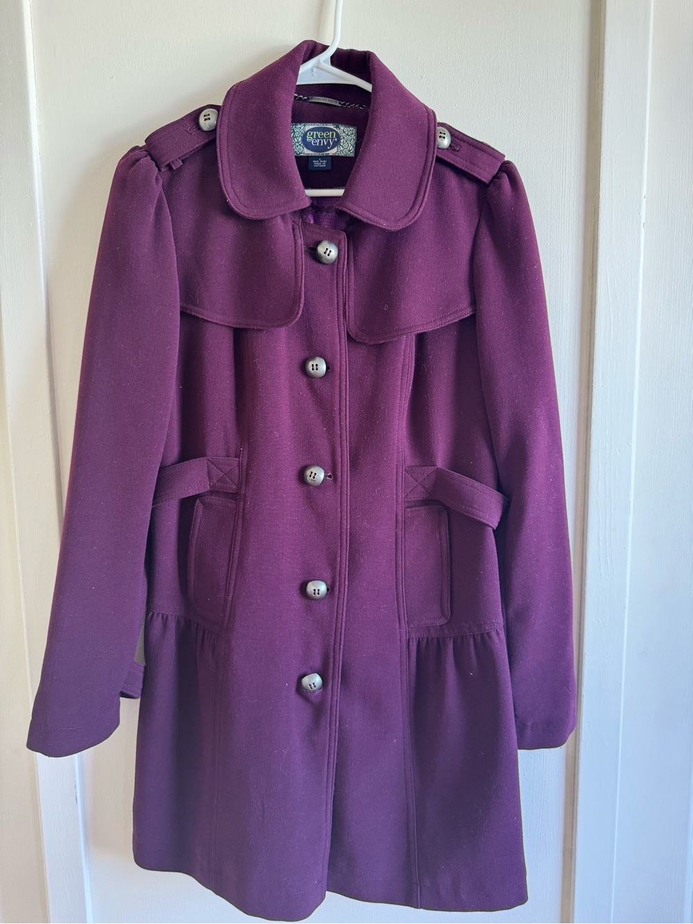envy Deep Purple Button-Front Trench Coat